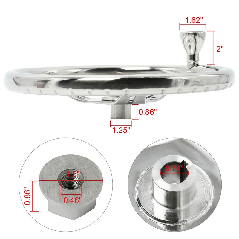 NovelBee Dia.13-1/2 Inch Stainless Steel 3 Spoke Steering Wheel with 1/2"-20 Nut and Finger Grips,Control knob for Marine Boat - Image 3